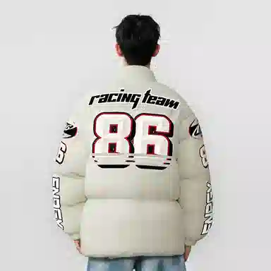 A186 Vintage Racing Logo Puffer Jacket