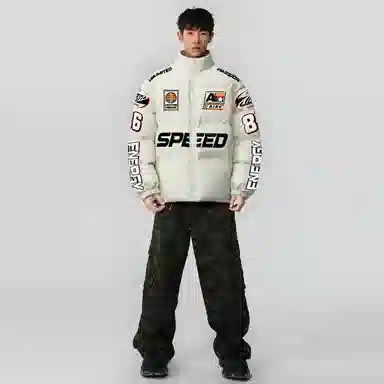 A186 Vintage Racing Logo Puffer Jacket