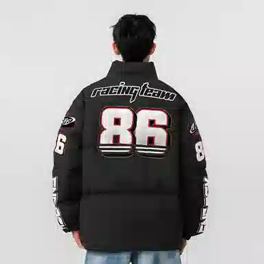 A186 Vintage Racing Logo Puffer Jacket