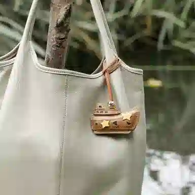 后鸟 落日星舟可爱真皮手工皮质书包吊饰挂饰小众个性优雅高级感轻奢原创小清新文艺简约美拉德 头层羊皮牛皮 包包挂件 男女同款情侣款