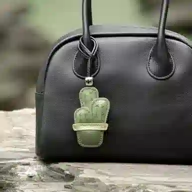 后鸟 刺很多心很软的仙人掌可爱真皮手工皮质挂饰吊饰呆萌小众个性优雅高级感轻奢清新文艺简约 头层羊皮牛皮 包包挂件 男女同款情侣款