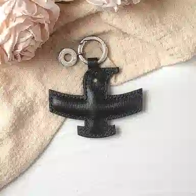 后鸟 可爱小鸟包包挂件吊饰汽车挂件饰品 手工小羊皮真皮 钥匙扣 男女同款情侣款 黑色蓝色