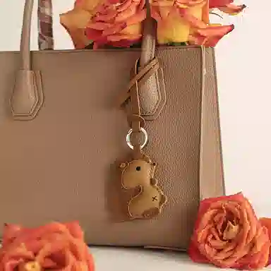 后鸟 包包挂件吊饰汽车挂件饰品可爱刺猬 手工小羊皮真皮 钥匙扣 男女同款情侣款 美拉德配色棕色