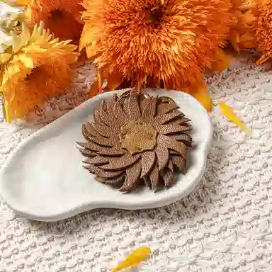 后鸟 向日葵 太阳花花 棕色美拉德配色 手工小羊皮真皮 挂件 男女同款情侣款