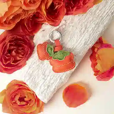 后鸟 柿柿如意柿子本命年 手工真皮小羊皮 钥匙扣包包挂件吊饰汽车饰品 男女同款情侣款 美拉德配色橙色桔色橘色绿色