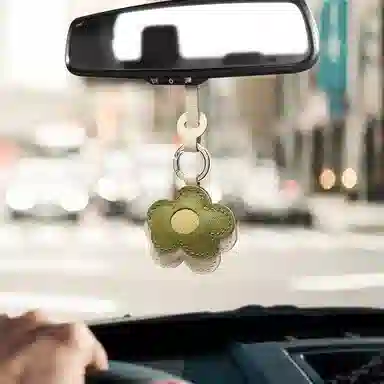 后鸟 原创设计师小众小花花朵优雅小清新 手工小羊皮真皮 包包挂件钥匙扣汽车挂件 男女同款情侣款 橄榄绿大地棕香草紫公主粉色