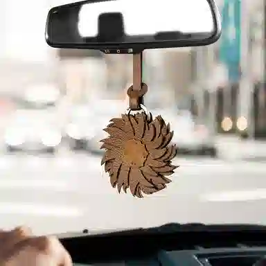 后鸟 向日葵 太阳花花 棕色美拉德配色 手工小羊皮真皮 挂件 男女同款情侣款