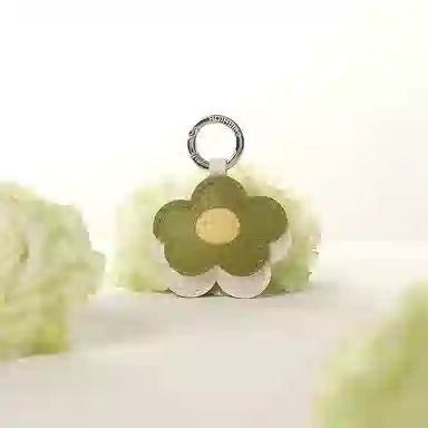 后鸟 原创设计师小众小花花朵优雅小清新 手工小羊皮真皮 包包挂件钥匙扣汽车挂件 男女同款情侣款 橄榄绿大地棕香草紫公主粉色