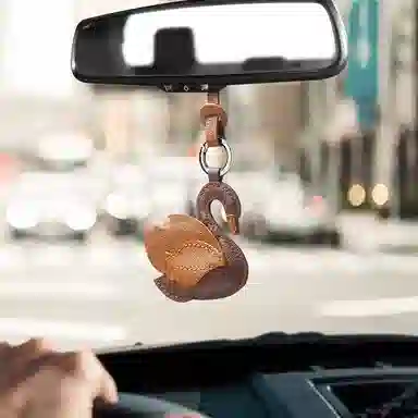 后鸟 天鹅优雅小众个性 手工小羊皮真皮 钥匙扣包包挂件挂饰汽车挂件 男女同款情侣款 棕色黑色白色