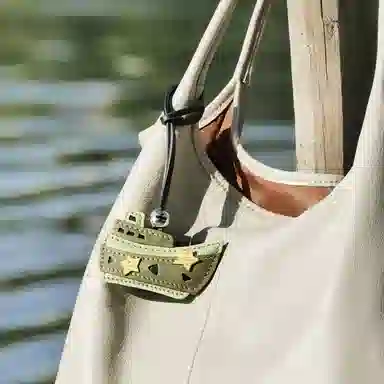 后鸟 落日星舟可爱真皮手工皮质书包吊饰挂饰小众个性优雅高级感轻奢原创小清新文艺简约美拉德 头层羊皮牛皮 包包挂件 男女同款情侣款