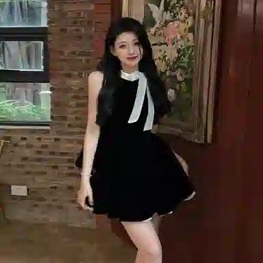 SUNSUNTOWN Colorblock Halter Dress