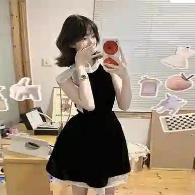 SUNSUNTOWN Colorblock Halter Dress