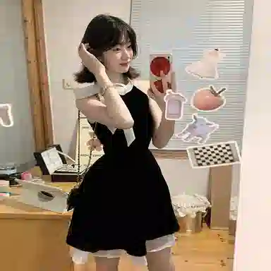 SUNSUNTOWN Colorblock Halter Dress