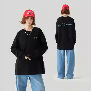 GOLFCROSS Basic Logo Embroidered Long Sleeve Tee