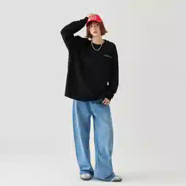 GOLFCROSS Basic Logo Embroidered Long Sleeve Tee