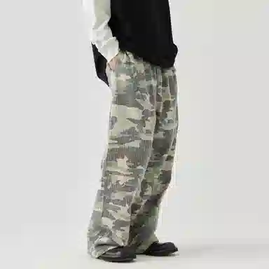 GOLFCROSS Vintage Camouflage Embroidered Wide Leg Pants