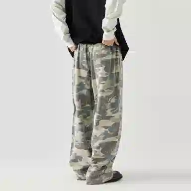 GOLFCROSS Vintage Camouflage Embroidered Wide Leg Pants