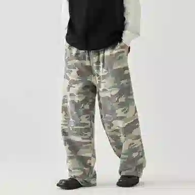 GOLFCROSS Vintage Camouflage Embroidered Wide Leg Pants