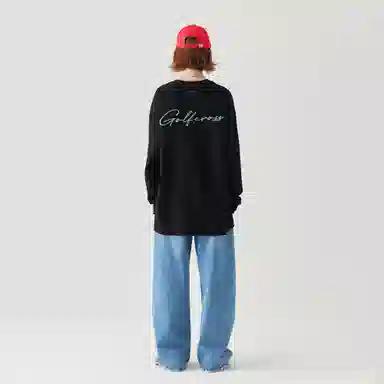 GOLFCROSS Basic Logo Embroidered Long Sleeve Tee