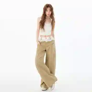 拾籍 蕾丝宽松显瘦阔腿裤牛仔裤 女款