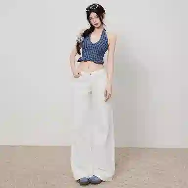 拾籍 低腰合身适中直筒牛仔裤 女款