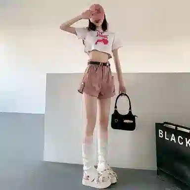 拾籍 高腰宽松舒适牛仔短裤 女款