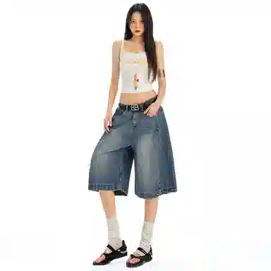 拾籍 舒适休闲通勤百搭牛仔短裤 女款
