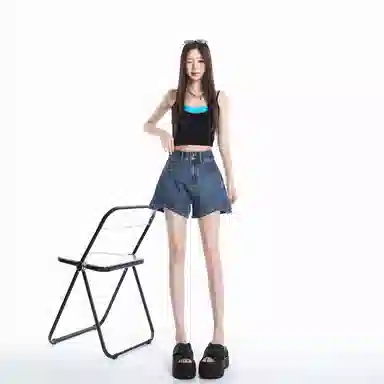 拾籍 热裤简约通勤牛仔短裙 女款