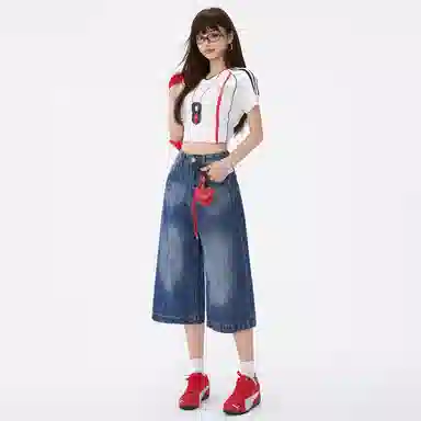 拾籍 时尚潮流复古风格宽松舒适牛仔裤 女款