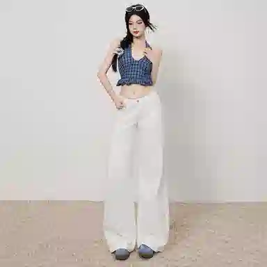 拾籍 低腰合身适中直筒牛仔裤 女款