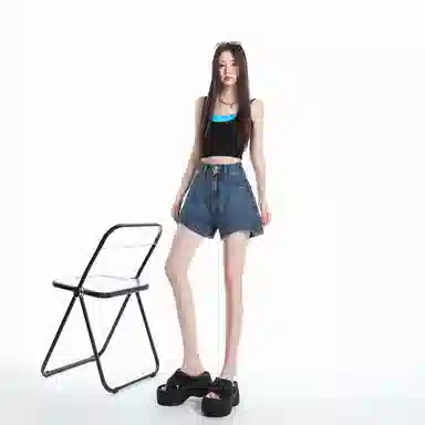 拾籍 热裤简约通勤牛仔短裙 女款