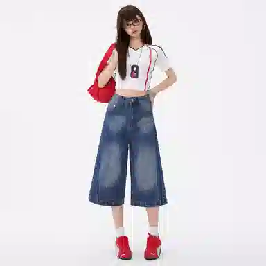 拾籍 时尚潮流复古风格宽松舒适牛仔裤 女款