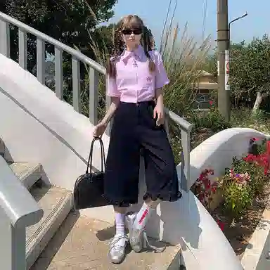 拾籍 复古高腰宽松百搭牛仔短裤 女款