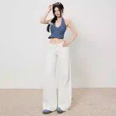 拾籍 低腰合身适中直筒牛仔裤 女款