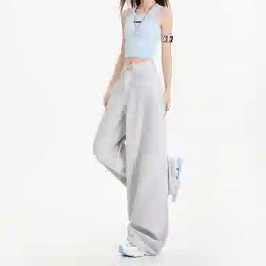 拾籍 宽松阔腿高腰薄款牛仔裤 女款