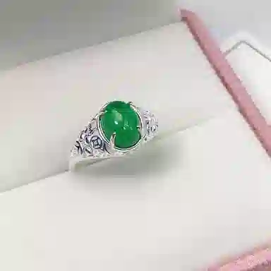 老庆云银楼 纯银开口戒 时尚镂空金钱币花纹创意设计 个性时尚 复古民族风指环爱人好运 玉髓 戒指 男女同款情侣款