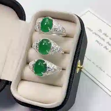 老庆云银楼 纯银开口戒 时尚镂空金钱币花纹创意设计 个性时尚 复古民族风指环爱人好运 玉髓 戒指 男女同款情侣款