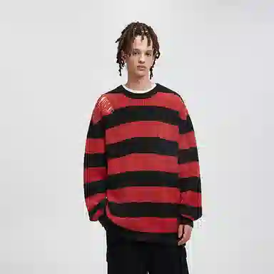 BONELESS Distressed Colorblock Sweater