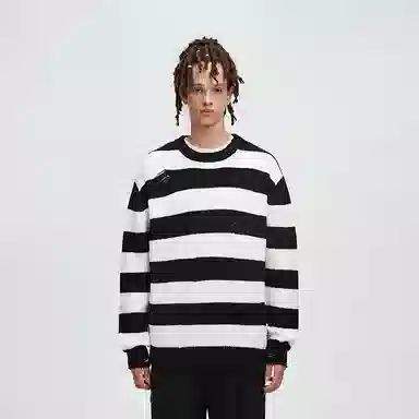 BONELESS Distressed Colorblock Sweater