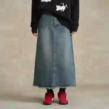 BONELESS Denim Skirt Deep Blue