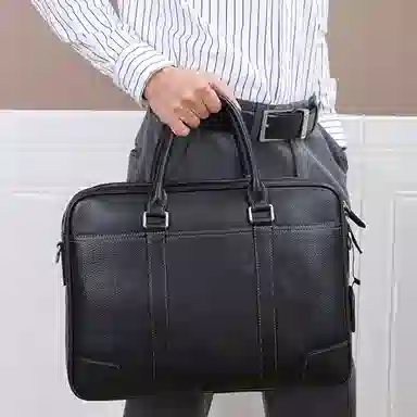 NOMK Business Leather Briefcase Large Black