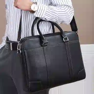 NOMK Business Leather Briefcase Large Black