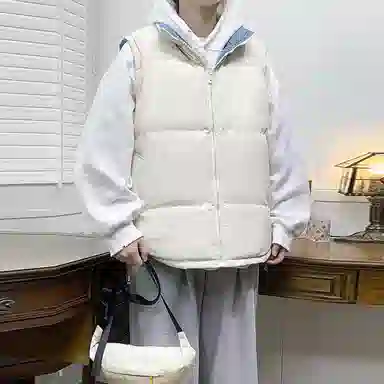 寻星记 美式高街双面穿立领无袖潮流保暖休闲外套马甲 男女同款