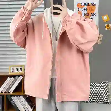 虫小绿 美式高街个性时尚潮流运动轻便透气百搭简约多功能纯色基础高级感休闲户外防风印花宽松连帽外套夹克 男女同款
