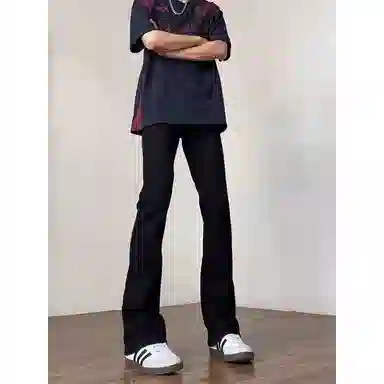 虫小绿 美式高街窄版微喇弯刀裤 复古做旧 中腰显瘦 舒适垂感牛仔裤 男女同款