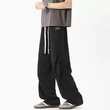 虫小绿 美式潮牌高街复古简约设计拖地直筒宽松阔腿亲肤舒适运动休闲裤 男女同款