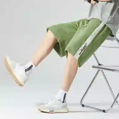 虫小绿 美式潮牌嘻哈拼接宽松五分休闲短裤 男款