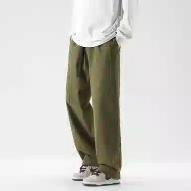 虫小绿 美式复古垂感腰部抽绳裤脚收束设计感水洗直筒宽松印花休闲裤 男女同款