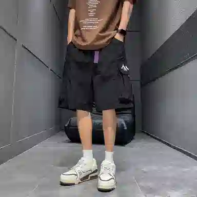 虫小绿 夏季美式薄款时尚潮流休闲宽松多口袋工装短裤 男女同款