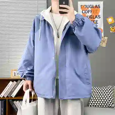 虫小绿 美式高街个性时尚潮流运动轻便透气百搭简约多功能纯色基础高级感休闲户外防风印花宽松连帽外套夹克 男女同款